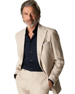 Skjorte<Eton Navy Four-Way Stretch Shirt Skjorte Marine