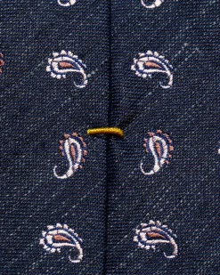 Tilbehør<Eton Paisley Silk Linen Tie Slips Marine