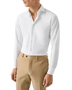 Skjorte<Eton Semi Solid Four-Way Stretch Shirt Skjorte Hvit