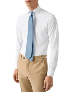 Skjorte<Eton Semi Solid Four-Way Stretch Shirt Skjorte Hvit