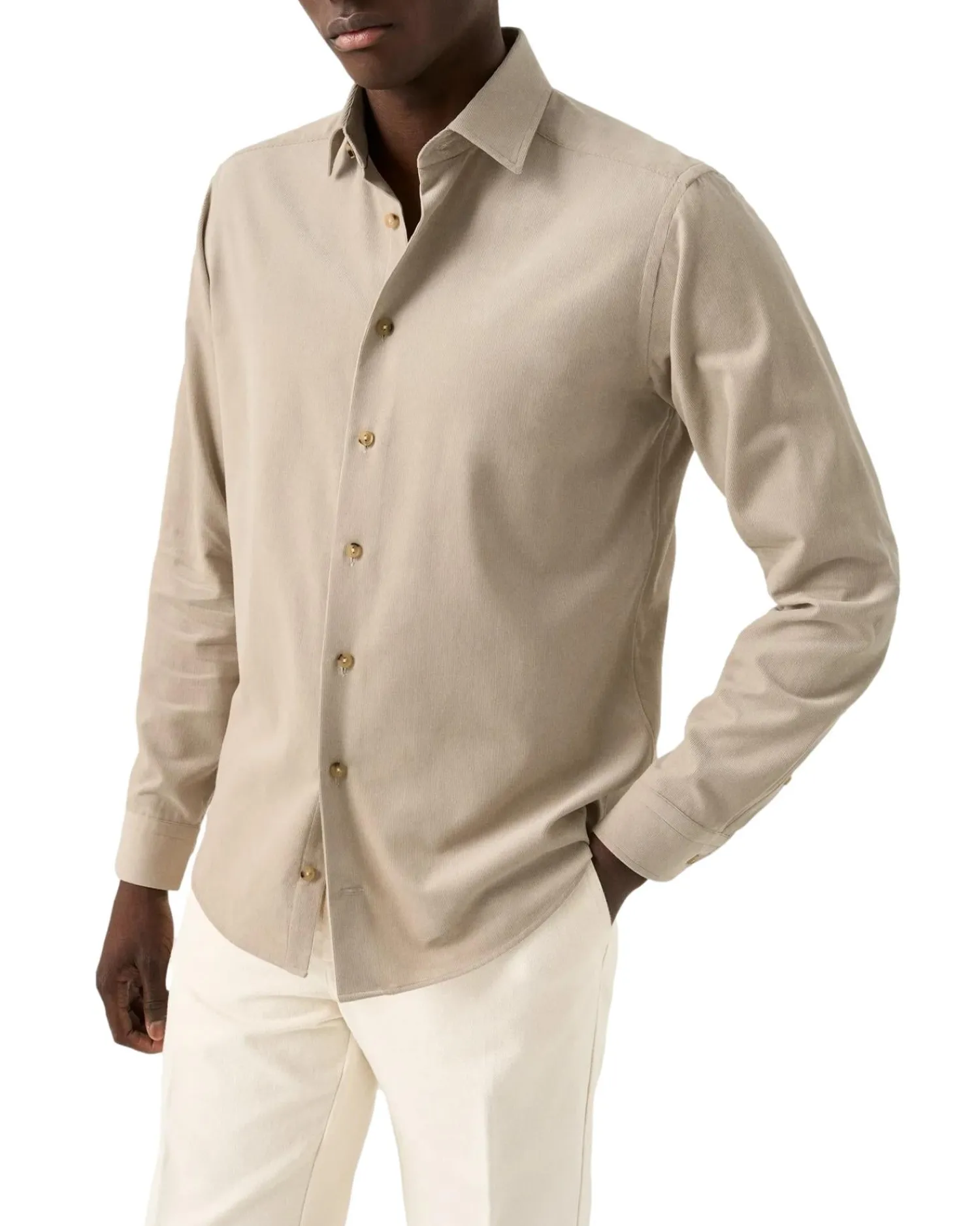 Skjorte<Eton Solid Corduroy Shirt Skjorte Lys Brun