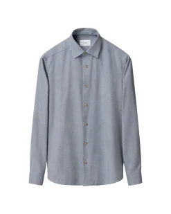Skjorte<Eton Solid Flannel Shirt Skjorte Lys Blå Melert