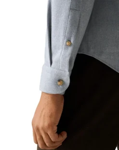 Skjorte<Eton Solid Flannel Shirt Skjorte Lys Blå Melert