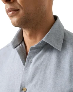 Skjorte<Eton Solid Flannel Shirt Skjorte Lys Blå Melert