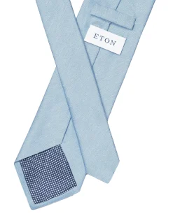 Tilbehør<Eton Solid Silk Linen Tie Slips Lyseblå