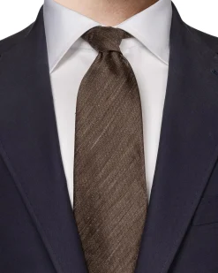 Tilbehør<Eton Solid Silk Linen Tie Slips Brun