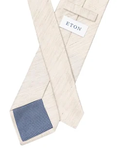 Tilbehør<Eton Solid Silk Linen Tie Slips Beige