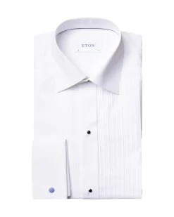 Skjorte<Eton White Plissé Tuxedo Shirt Skjorte Hvit