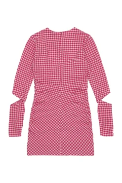 Kjole<Ganni Stretch Seersucker Cutout Mini Dress Kjole Rød