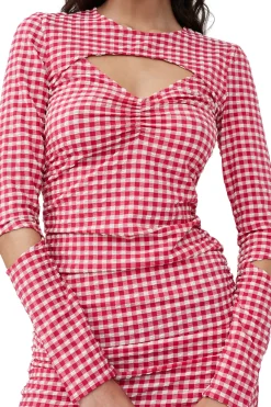 Kjole<Ganni Stretch Seersucker Cutout Mini Dress Kjole Rød
