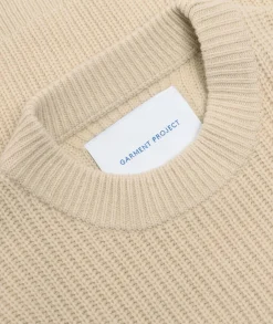 Genser<Garment Project Boxy Wool Knit Bone Genser Beige