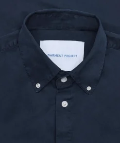Skjorte<Garment Project Relaxed LS Button Down Shirt Skjorte Navy Navy Garment Dyed