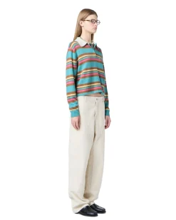 Genser<Guest In Residence Cropped Stripe Rugby Genser Turkis Mønster Glacier Combo