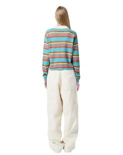 Genser<Guest In Residence Cropped Stripe Rugby Genser Turkis Mønster Glacier Combo