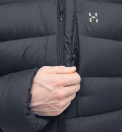 Jakke<Haglöfs Rosson Down Hood Men Jakke Sort True Black