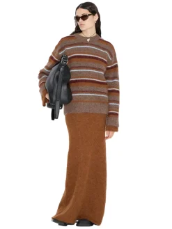 Genser<Holzweiler Fluffy Stripe Crew Genser Lysebrun