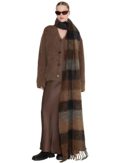 Tilbehør<Holzweiler Fresia Brown Check Skjerf Brun