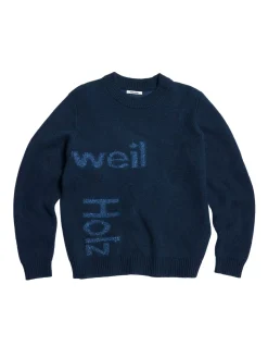 Genser<Holzweiler Haza Logo Crew Genser Mørk Blå Melert