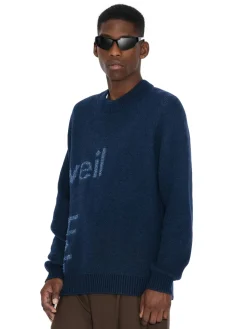 Genser<Holzweiler Haza Logo Crew Genser Mørk Blå Melert