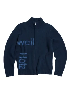 Genser<Holzweiler Haza Logo Zip Cardigan Genser Mørk Blå Melert