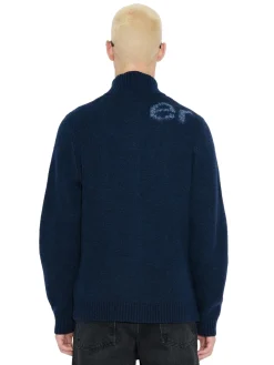 Genser<Holzweiler Haza Logo Zip Cardigan Genser Mørk Blå Melert