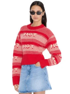 Genser<Holzweiler Hot Cropped Crew Genser Rødt Mønster