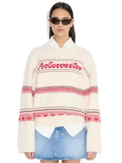 Genser<Holzweiler W. Logo Crew Genser Beige Og Rød