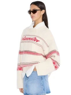 Genser<Holzweiler W. Logo Crew Genser Beige Og Rød