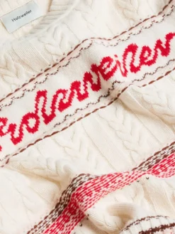 Genser<Holzweiler W. Logo Crew Genser Beige Og Rød