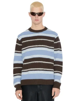 Genser<Holzweiler WOOL STRIPE CREW Genser Lyseblå Striper