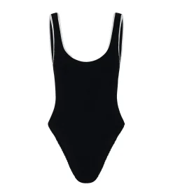 Badetøy<Hunza G Faye Contrast Swim Crinkle Badedrakt Sort Og Hvit