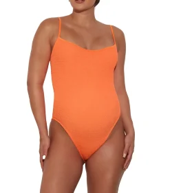 Badetøy<Hunza G Pamela Swim Crinkle Badedrakt Oransje