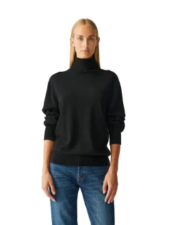 Genser<Julie Josephine Light Merino Classic Polo Genser Sort