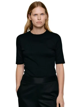 T-Shirt<Julie Josephine Marianne Rib Tee T-shirt Sort