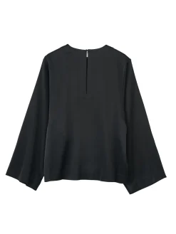 Skjorter<Julie Josephine Satin Bell Sleeve Blouse Skjorte Sort