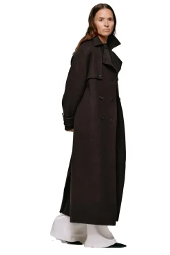 Jakke<Julie Josephine Thale Wool Trenchcoat Jakke Mørkebrun