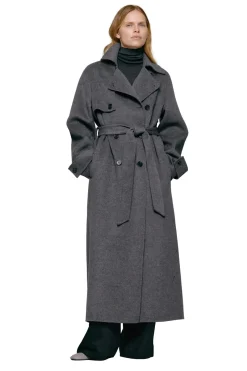 Jakke<Julie Josephine Thale Wool Trenchcoat Jakke Mørkegrå