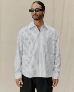 Skjorte<Libertine Libertine Venture Skjorte Black Blue Stripe