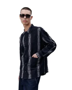 Skjorte<Libertine Libertine Venture Shirt Skjorte Stripet Mørkeblå