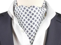 Tilbehør<Manzini Montecristo Silk Ascot Slips Hvit Og Sort