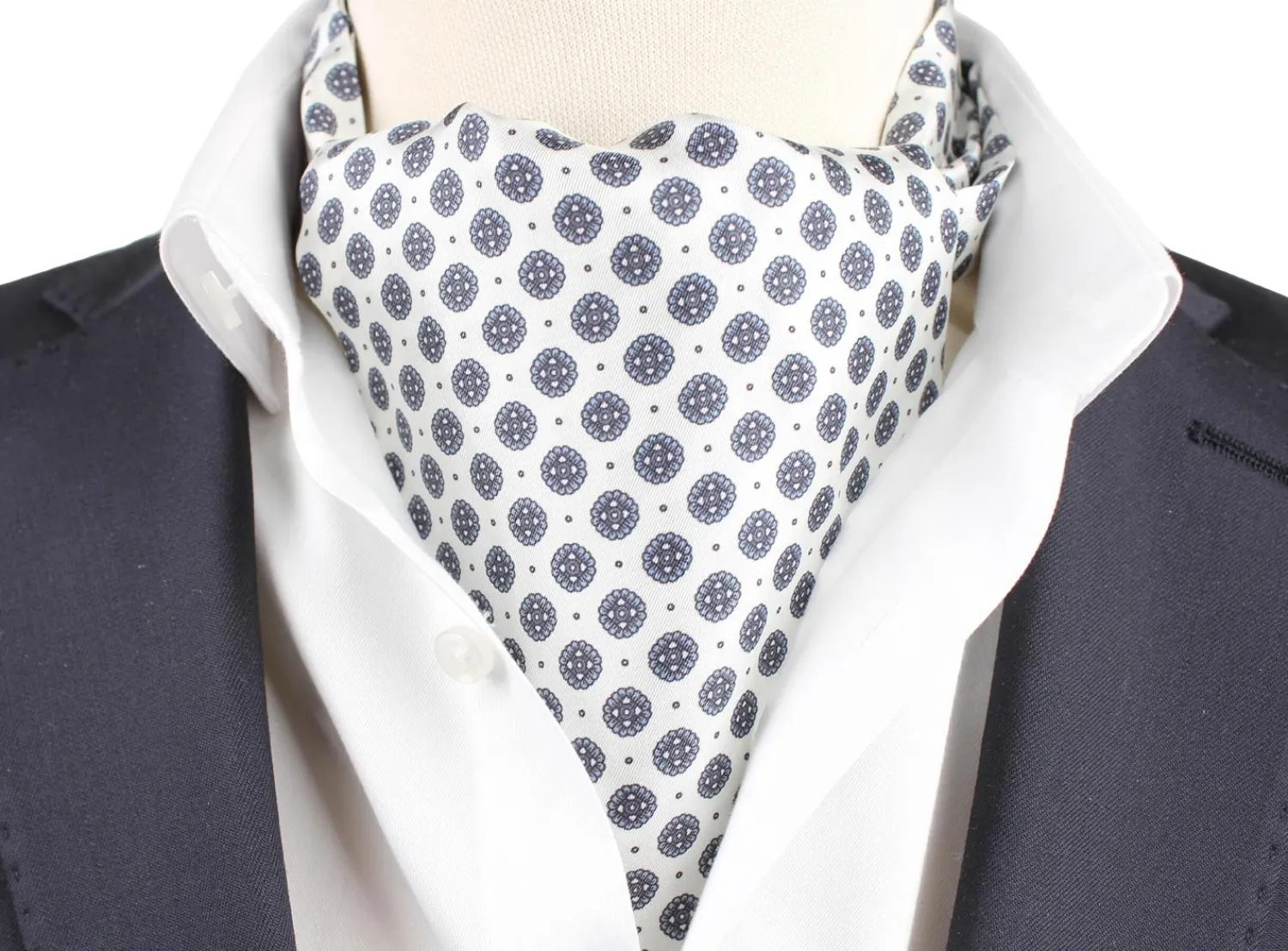 Tilbehør<Manzini Montecristo Silk Ascot Slips Hvit Og Sort