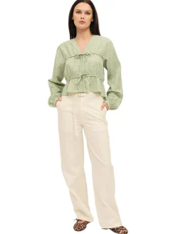 Skjorter<Once Untold Indiana String Blouse Skjorte Hvit Og Grønn