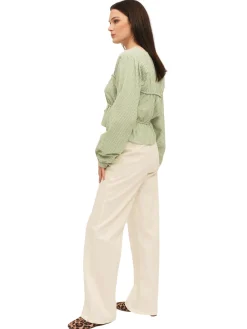 Skjorter<Once Untold Indiana String Blouse Skjorte Hvit Og Grønn