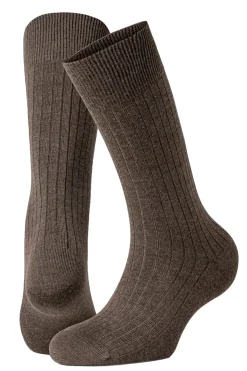 Tilbehør<Panos Emporio 2PK Calle Premium Mercerized Wool Rib Sokker Brun