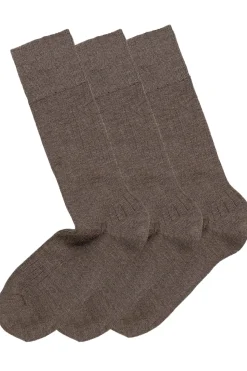 Tilbehør<Panos Emporio 2PK Calle Premium Mercerized Wool Rib Sokker Brun