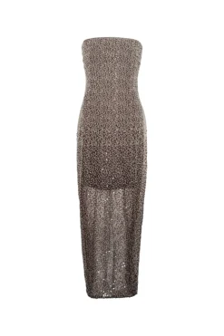 Kjole<ROTATE Beaded Midi Tube Dress Kjole Brun
