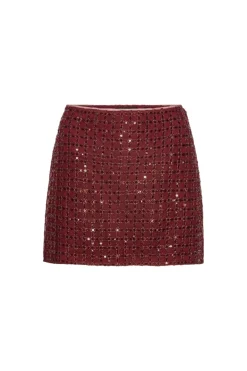 Skjørt<ROTATE Beaded Mini Skirt Skjørt Vinrød