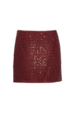 Skjørt<ROTATE Beaded Mini Skirt Skjørt Vinrød