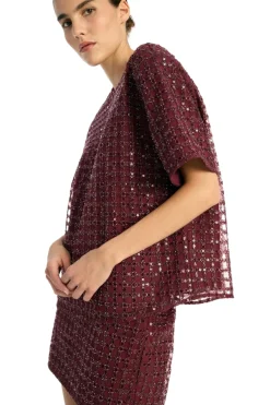 Skjørt<ROTATE Beaded Mini Skirt Skjørt Vinrød