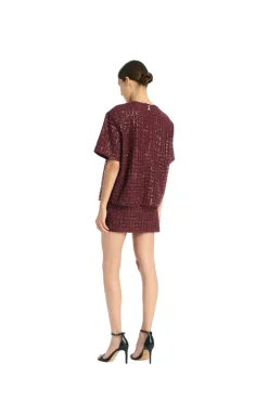 Skjørt<ROTATE Beaded Mini Skirt Skjørt Vinrød